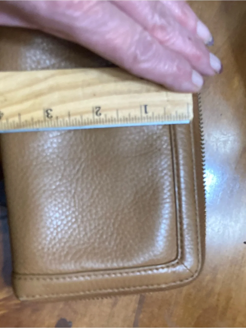 Tory Burch Pebbled Leather Zip Wallet in Cognac